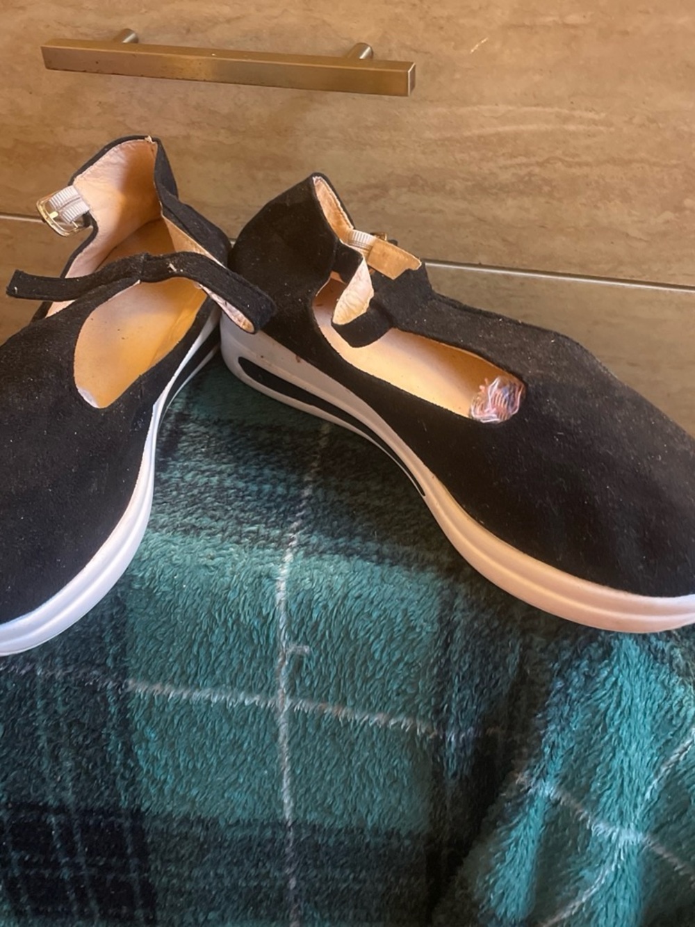 Women's Black Casual Suede Mary Jane Sneakers